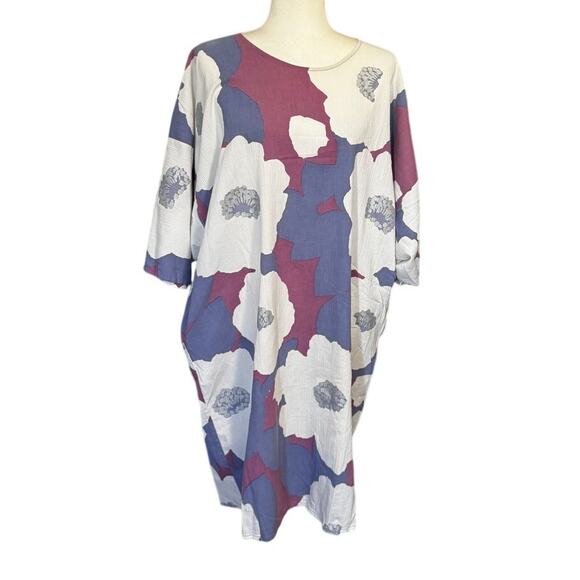 SOU SOU Kyoto Takashima Chijimi Cotton Dress Oversized Floral Print Japan Made - Picture 1 of 9